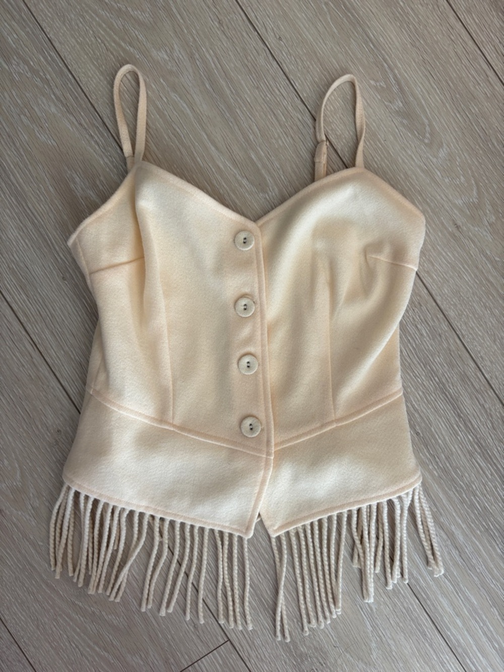 Bloomingdale's Fore Cream Button-Front Fringe Cami